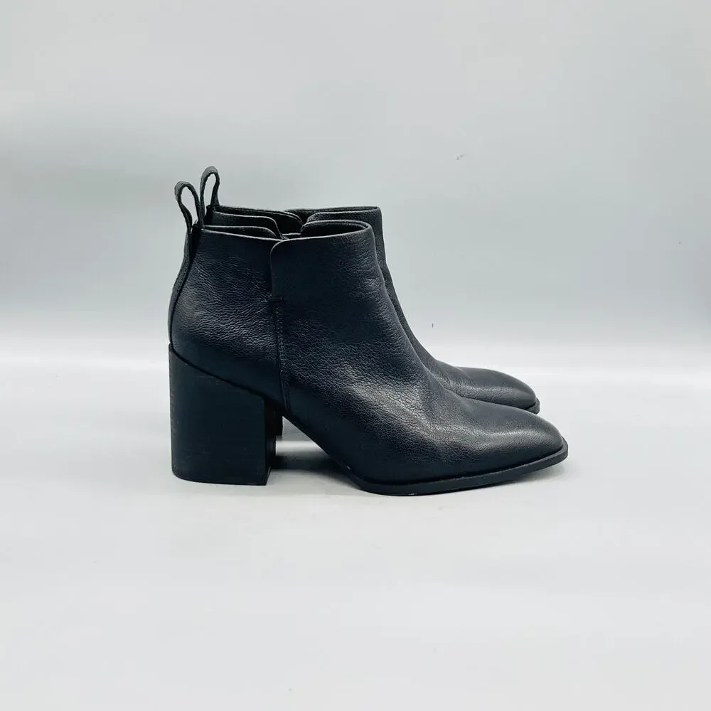 Vionic Boots Womens 8 Black Leather Lyssa Ankle Zip Block Heel Booties Shoes